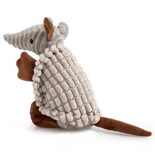 Armadillo Squeaky Puppy Dog Toys for Small Medium Dogs (8 IN / Light Gray)