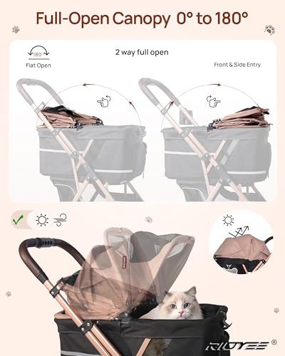 Foldable Dog Stroller for Small & Medium Dogs & Cats up to 33 lb