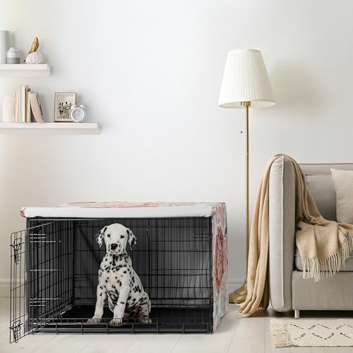 36in. Medium Dog Crate Cover (Pink and Ivory Peony / 36in. x 24in. x 23.5in.)