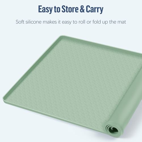 Pee Pad Holder for Dogs 51''x25.6'' Silicone Puppy Pee Pad Tray (Green)