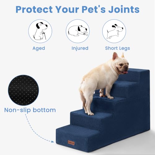 Dog Stairs for High Beds 22.6" H (Blue / 5-Step 22.6" H)