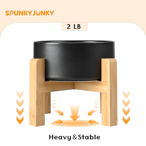 Ceramic Elevated Dog Bowls 2 Pack (Medium - 3.6 CUPS*2 / Black)