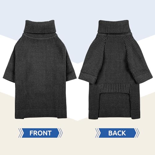 XL Dog Sweater Turtleneck Long Sleeve Dog Sweater for Large Dogs (Charcoal Gray / X-Large)