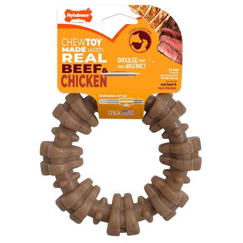 Strong Chew Ring Dog Chew Toy Made with Real Beef & Chicken (Textured Ring / X-Large)