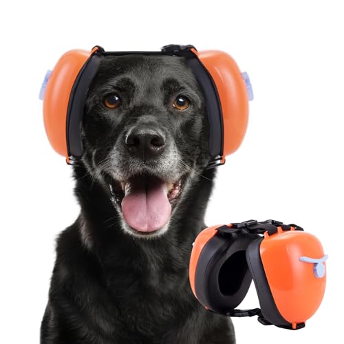 Dog Ear Muffs for Noise Protection (Orange / Large)
