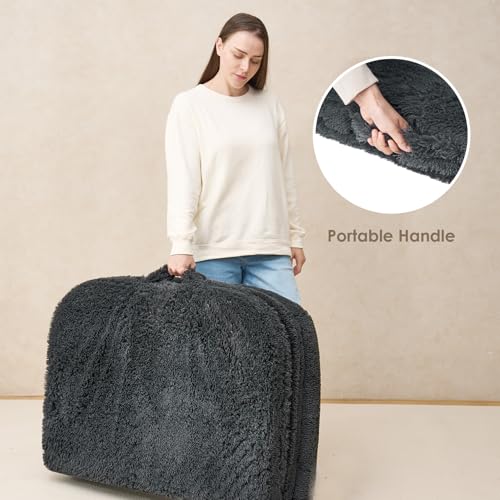 Foldable XXL Dog Bed for Large Sized Dog (54x38x7.5(Folded 38x27) / Dark Grey)