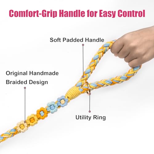 5FT Braided Cotton Rope Leash for Small (Sunshine Breeze)