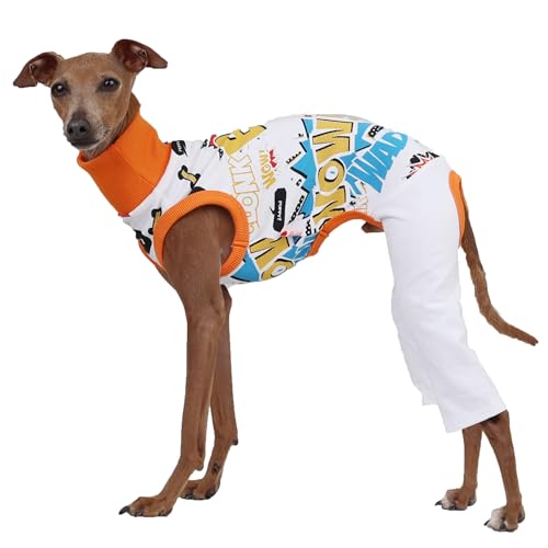 D Doggy Star Italian Greyhound Clothes Stretchable Bow Sleeveless Onesie Whippet for Dog (XL / Onesie Bow White)