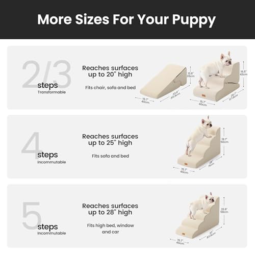 Dog Stairs for Small Dogs 16.5" H (Beige / 2 in 1 15.7"x26.7"x16.5")