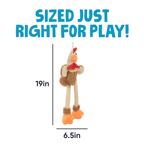 Checkers Skinny Rooster Tough Plush Toy with Chew Guard Technology (Skinny Rooster (Brown) / Large)