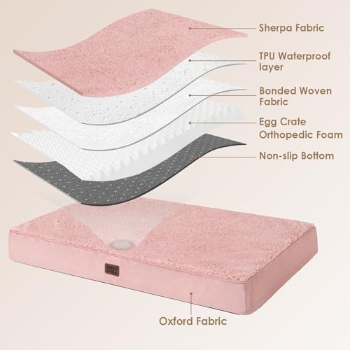 Orthopedic Dog Bed Large with Removable Washable Cover (50*36*4 inches / Pink)
