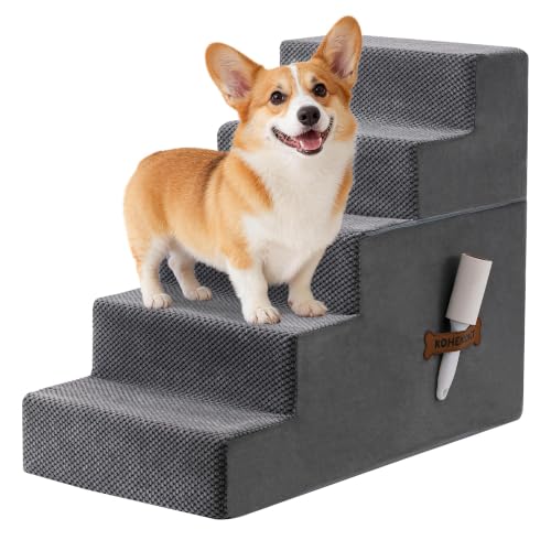 Dog Stairs Steps and Ramp for High Bed & Sofa (Gray / Standard)