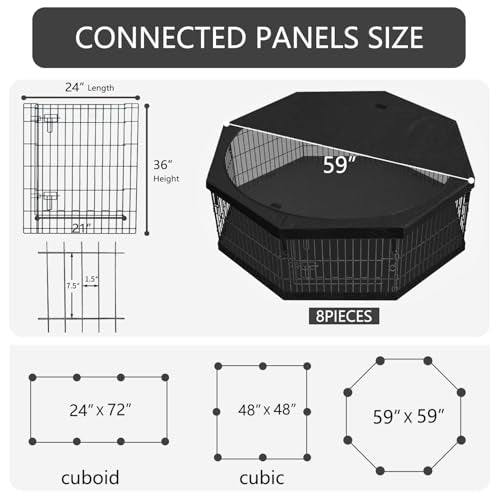 Foldable Metal Dog Exercise Pen (Black / 36''H)