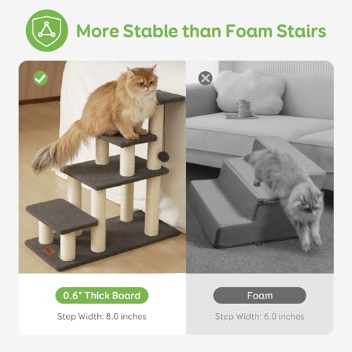 Dog Stairs & Cat Scratching Post Pet Steps for High Bed Couch (4-Steps)