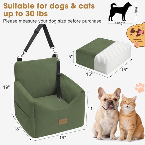 Dog Car Seats for Small Medium Dogs Under 35lbs (Green / Small/Medium)