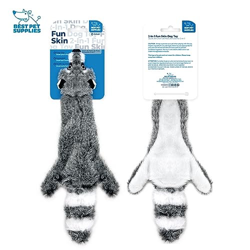 2-in-1 Stuffless Squeaky Dog Toy - Fox, Raccoon, Small (Multicolor/Raccoon & Fox / Small)