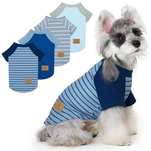 4 Pack Dog Sweaters Comfy Dog Clothes with Sleeves Puppy Shirts Pullover Pet Sweatshirt for Small Medium Large Dogs Boy Girl Doggy Outfits Cat Apparel (Small / Navy, Grey)