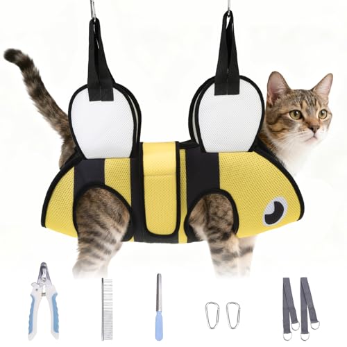Dog Grooming Hammock for Small Dogs Cats (X-Small / Yellow Bee)