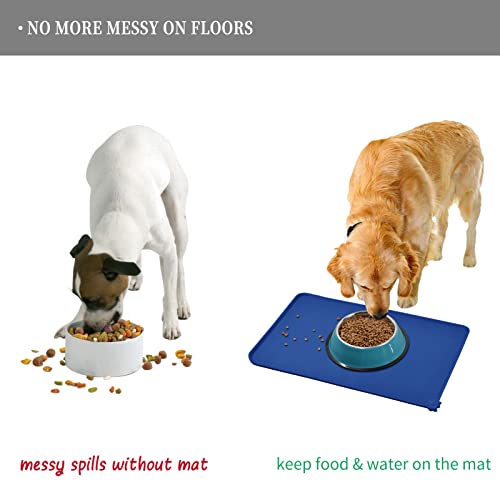 Silicone Pet Feeding Mat (Navy Blue / 24" x 16")
