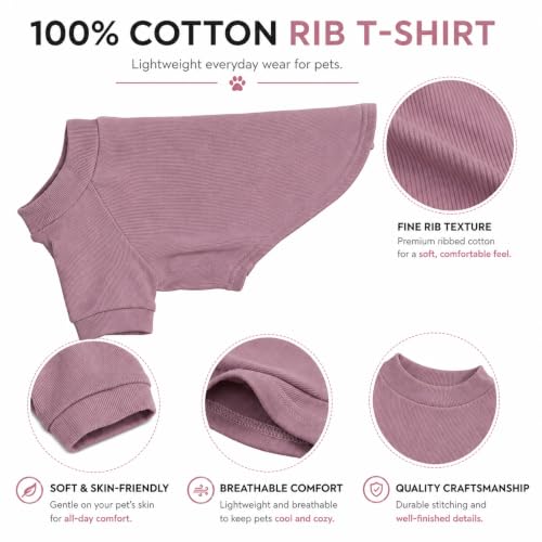 Ribbed Dog T Shirt Cotton Knitted Dog Sweaters for All Season Pet T (2XL (for Medium Large Dog) / Light pink)
