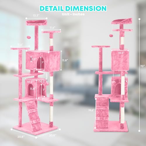 70" Cat Tree Tower (Pink)