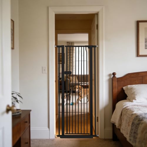 Extra Tall Cat Gate 55.12" High 26.18" (55.12" H-black / 26.18"-29.91" W)