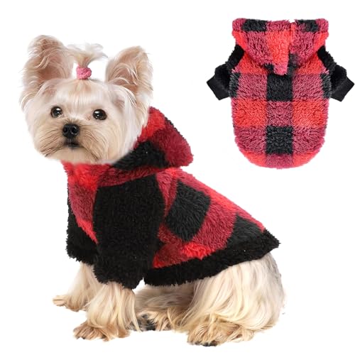 Dog Sweaters for Small Dogs (XX-Small (Chest 10 in) / Red Checkered)
