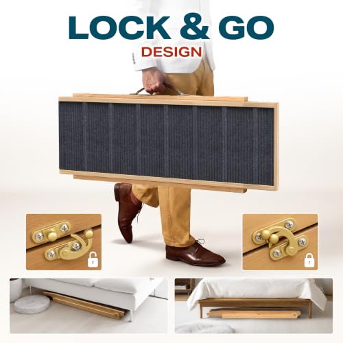 Adjustable Dog Ramp for Bed (Light Brown / 45" Long x 16.5" Walking Space)