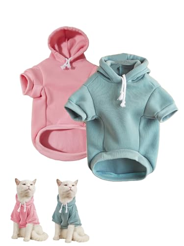 Basic Dog Hoodie Sweatshirt Puppy Sweater Warm Cat Costumes Pet Clothes for Chihuahua Puppy Kitten Small Medium Dogs Pink and Green X (X-Large / Pink and Green)