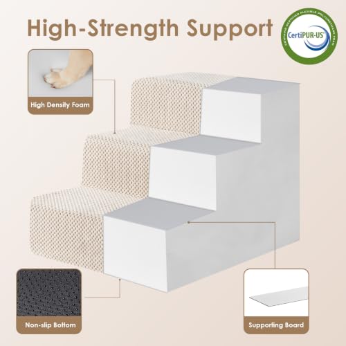 Dog Stairs 13.5" H (Beige / Extra Wide 16.5" x 21" x 13.5")