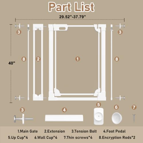 40" Extra Tall Clear Acrylic Dog Gate 29.52 (White / 29.52-37.79"W x 40"H)