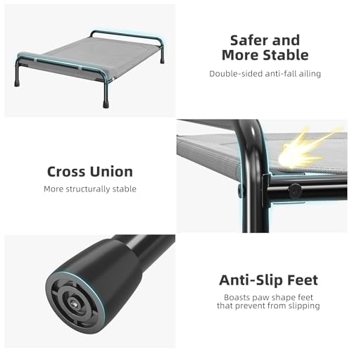 Elevated Dog Bed for Large Dogs (44.5"L x 31"W x 9.25"Th / Grey)