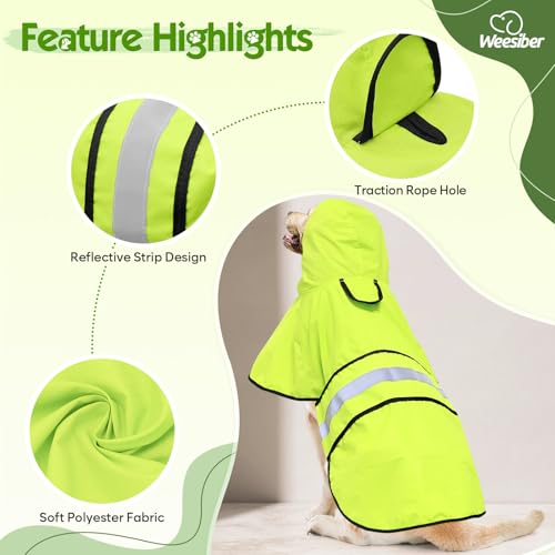 Dog Raincoat Waterproof Dog Rain Jacket with Leash Hole (Small / Green)