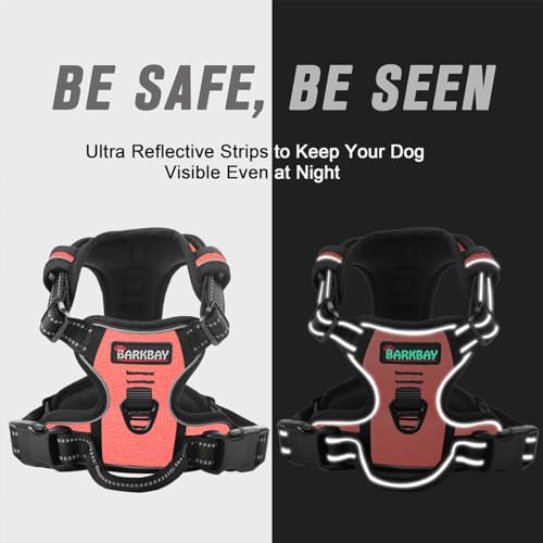 Dog Harness No Pull for Large Dogs Front Back Clips (Large(Chest:24.5-32.5") / Light Pink)