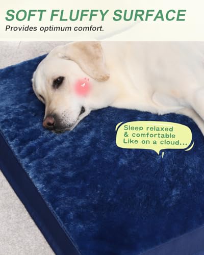 Orthopedic Dog Bed for Large Dogs with Waterproof Lining (Blue / 41.0"L x 27.0"W x 3.0"Th)