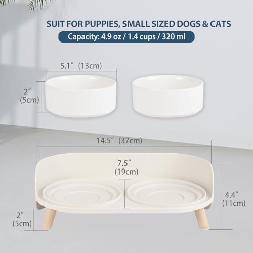 Elevated Dog Bowls Ceramic (White / Small)