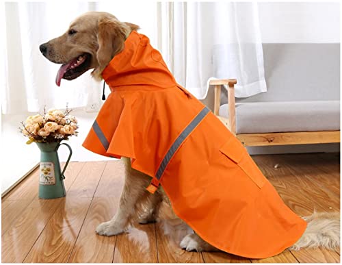Adjustable Large Dog Raincoat with Strip Reflective (Orange / M)