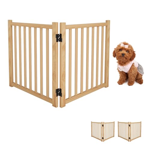 Non Painted Wooden Freestanding Dog Gates (【2 Panel x 2PC】-23“ H)