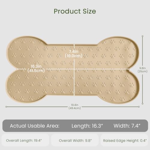 Dog Food Mat Anti (19.4" x 9.8"-2PCS / Khaki)