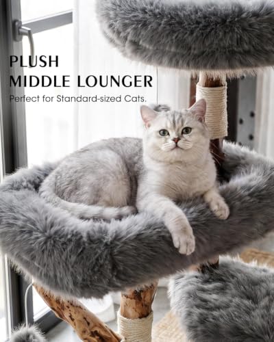 Solid Wood Cat Tree (Grey)