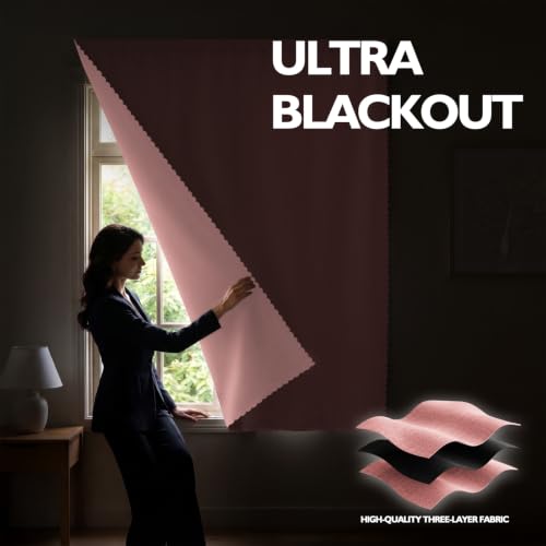 Self Adhesive Blackout Curtains (Pink / 35"W x 59"L (Pack of 1))