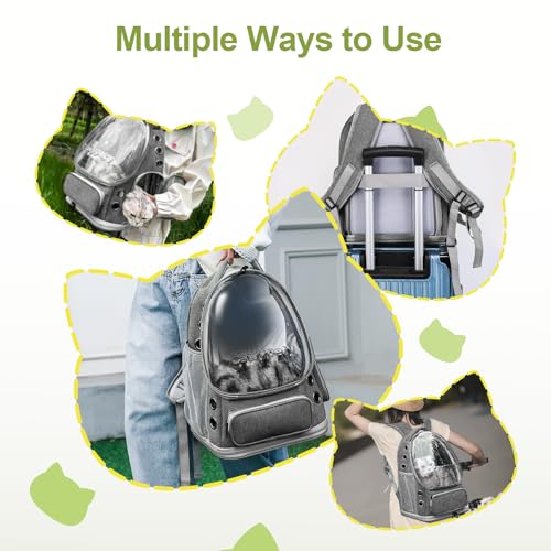 Expandable Cat Backpack Large Space Cat Bubble Backpack Carrier (Square Expandable- Grey)