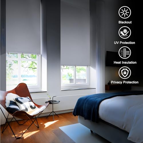 2Pack Blackout Roller Shades (White / 26"W×68"H(2 Pack))
