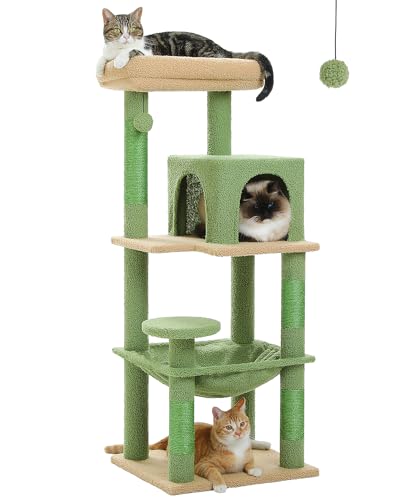 45.7" Cactus Cat Tree with Hammock (Green / 45.7in)