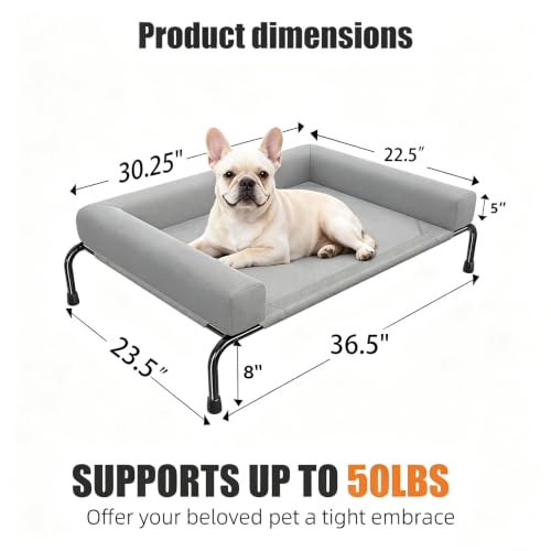 Elevated Dog Bed (Grey / 36.5"L x 23.5"W x 8"H)