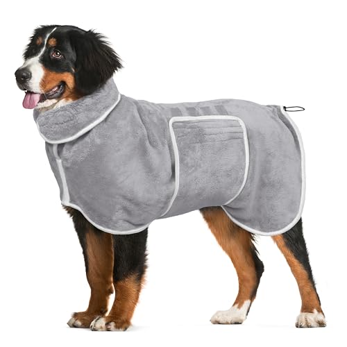 Dog Bathrobe Towel Drying Coat (Grey / Small)