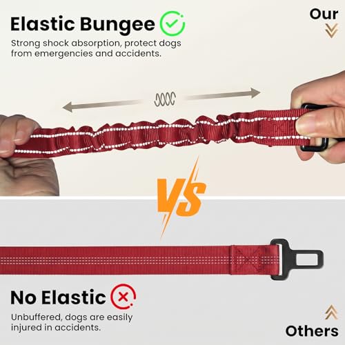 Dog Seat Belt for Car (Red / 21.6"-32")