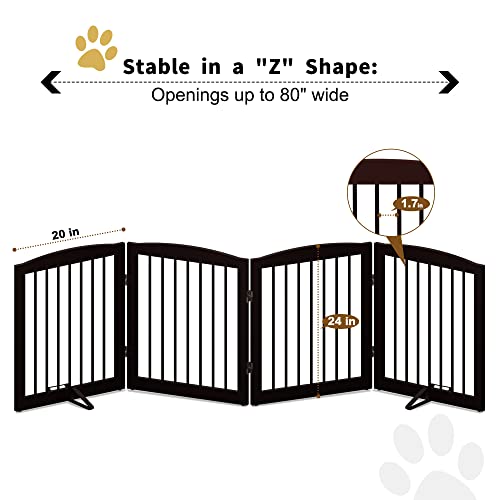 Freestanding Pet Gate for Dogs (24" Height-4 Panel / Dark Brown)