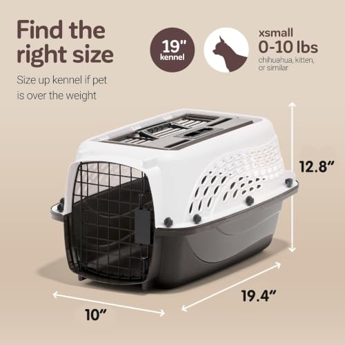 Two Door Plastic Pet Kennel for Small Dogs and Cats (Two-door / 19.4"L x 10.0"W x 12.8"H / WHITE)