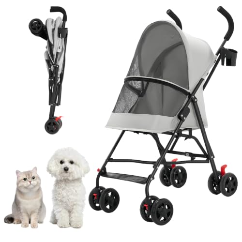 Cat Stroller Foldable Lightweight for Small Dogs Cats 0 (Gray)